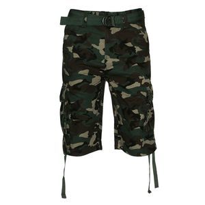 Men's Cargo Shorts Pocket Lightweight Cotton Belted Cargo Shorts Camo Green